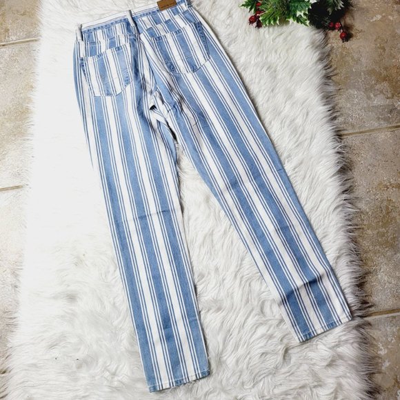 American Eagle Womens Light Blue Striped Mom Jeans - Picture 2 of 4